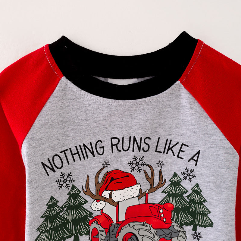 （In Stock L28-5-1）Boys Christmas Print Cotton Top