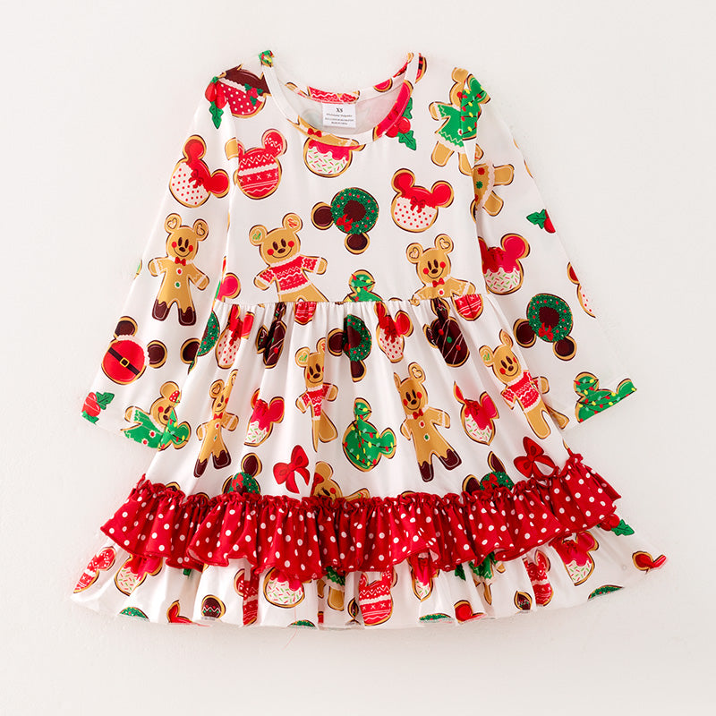 （In Stock L23-01-02）Girls Christmas Print Dress