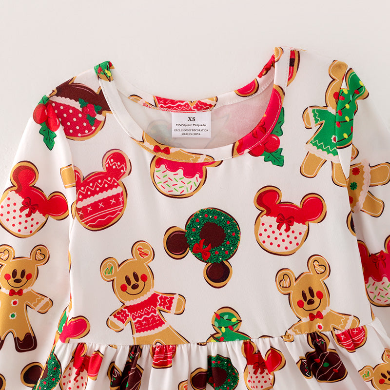 （In Stock L23-01-02）Girls Christmas Print Dress