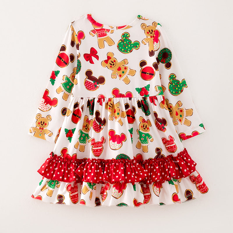 （In Stock L23-01-02）Girls Christmas Print Dress