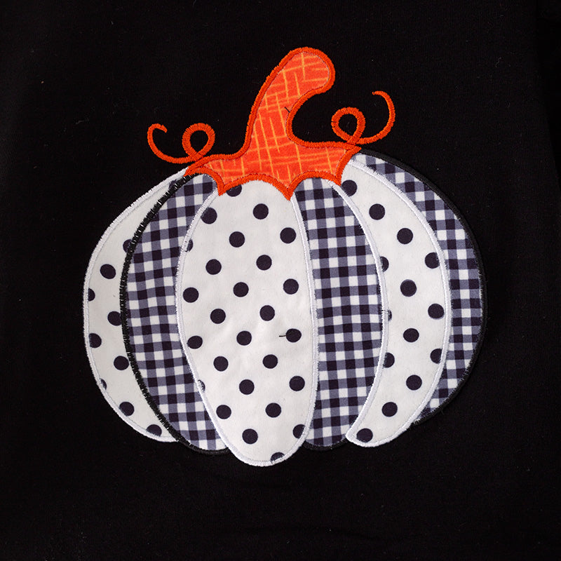 （In Stock Q1-1-1）Girls Halloween Applique Outfit Set