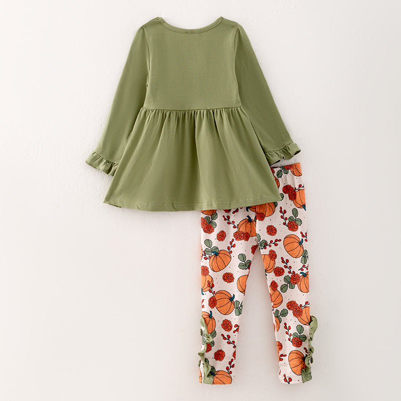 （In Stock E38-4-3）Girls Halloween and Thanksgiving Print Outfit Set