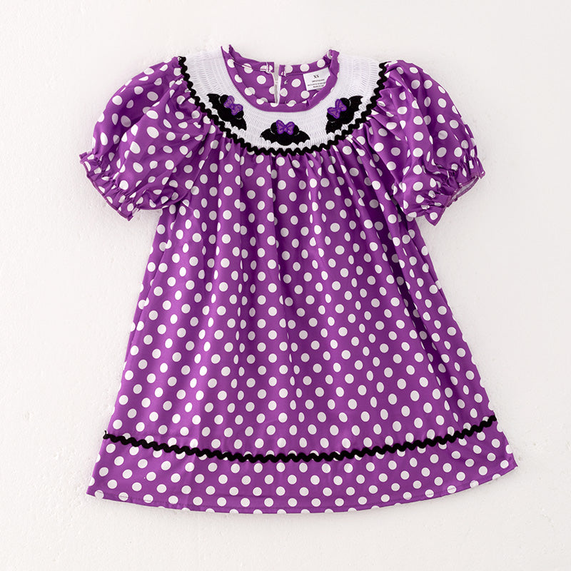 （In Srock E38-2-2）Girls Halloween Embroidery Smocked Dress