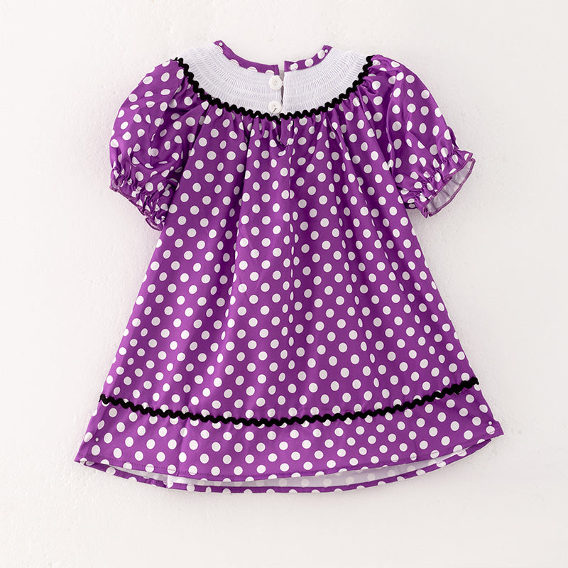 （In Srock E38-2-2）Girls Halloween Embroidery Smocked Dress