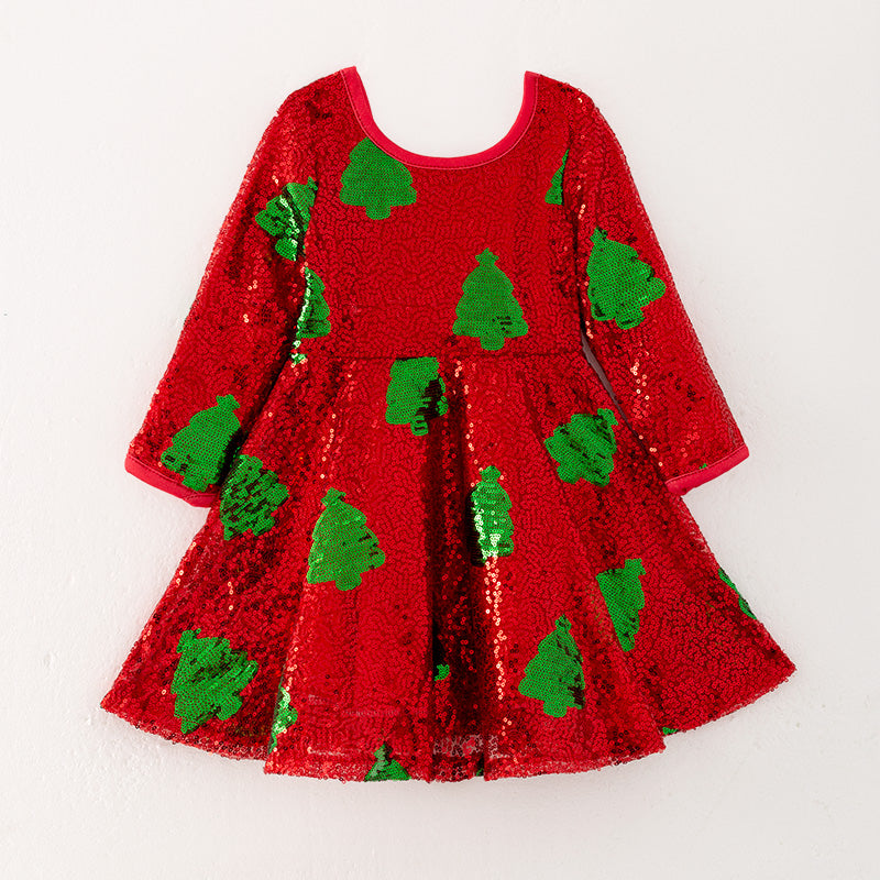 （In Stock A5-6-2）Girls Christmas Sequin Dress