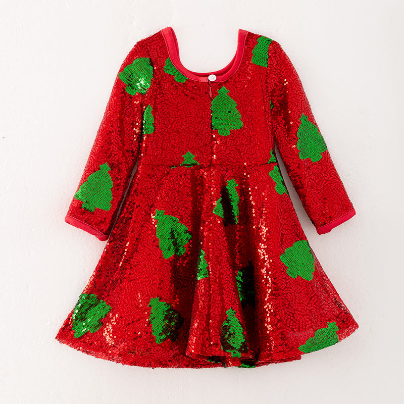 （In Stock A5-6-2）Girls Christmas Sequin Dress