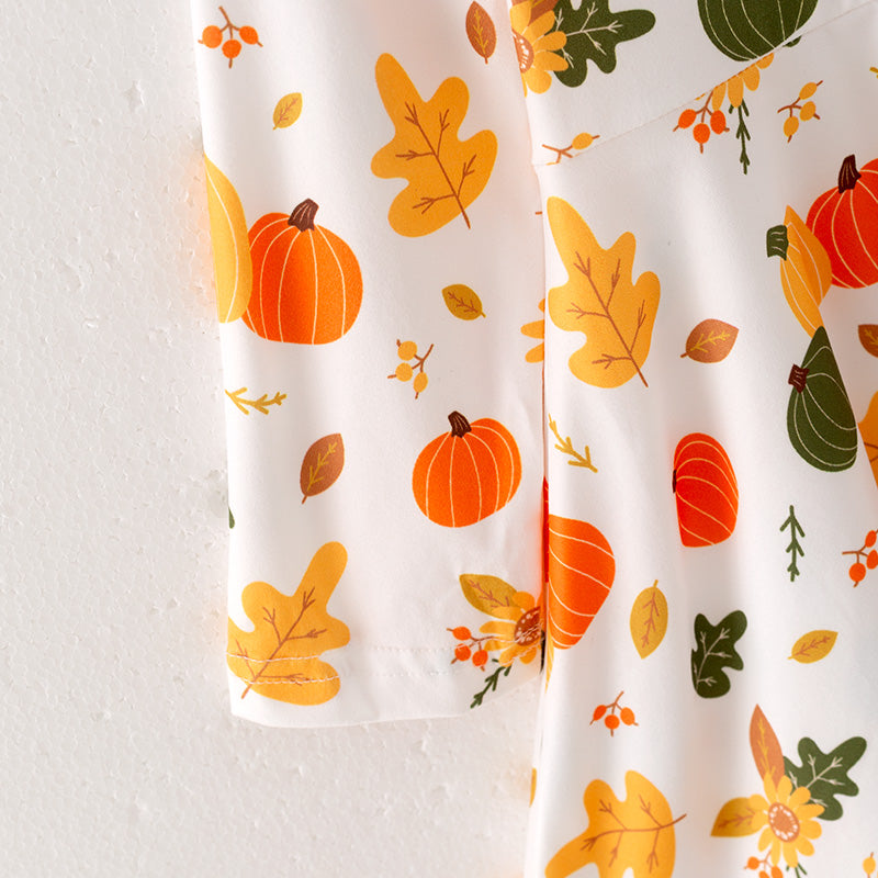 （In Stock E3-5-3）Girls Halloween and Thanksgiving Print Dress