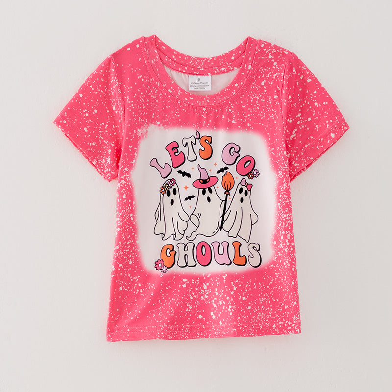 （In Stock E38-1-2）Girls Halloween Ghost Print Top