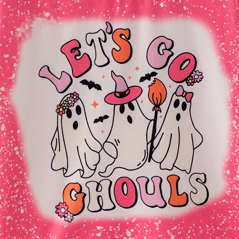 （In Stock E38-1-2）Girls Halloween Ghost Print Top