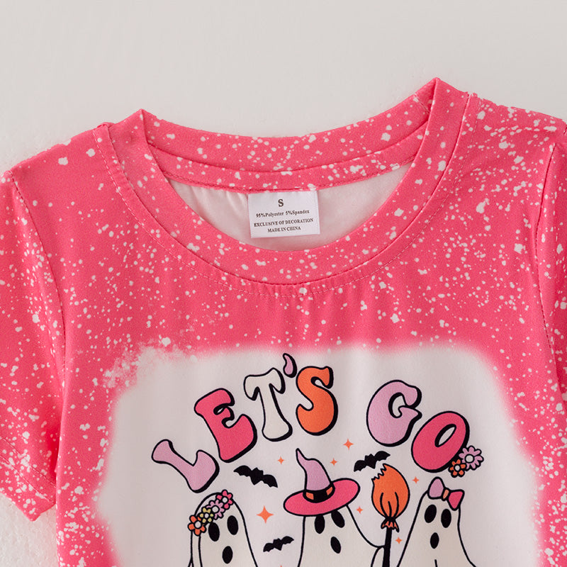 （In Stock E38-1-2）Girls Halloween Ghost Print Top