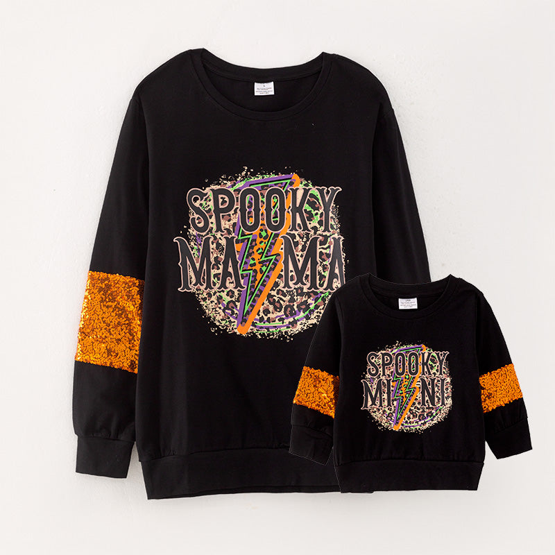 （In Stock E38-4-3）Mommy and Me Halloween Print Top