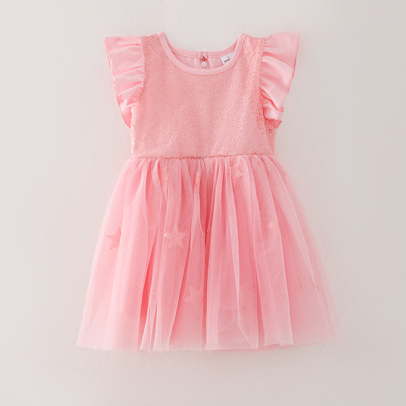 （In Stock G18-4-3）Girls Christmas Pink Sequined Tulle Dress