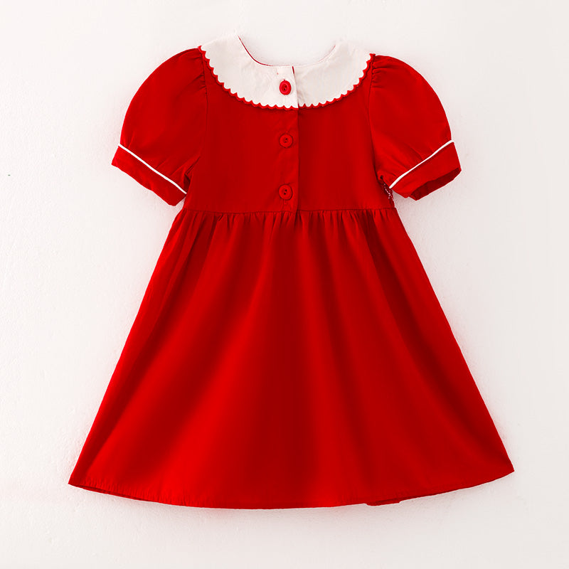 （In Stock L5-1-3）Girls Christmas Embroidery Smocked Dress