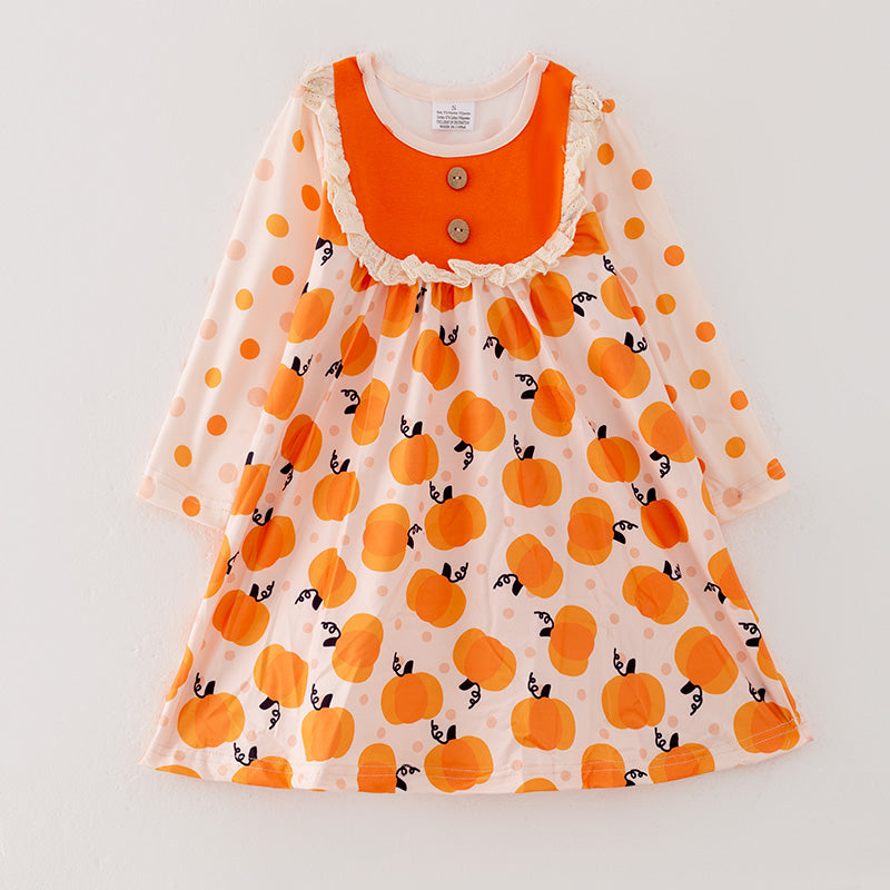 （In Stock E30-6-3）Girls Thanksgiving Print Dress