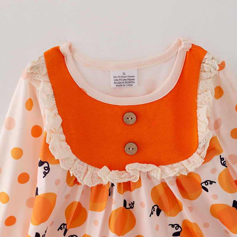 （In Stock E30-6-3）Girls Thanksgiving Print Dress