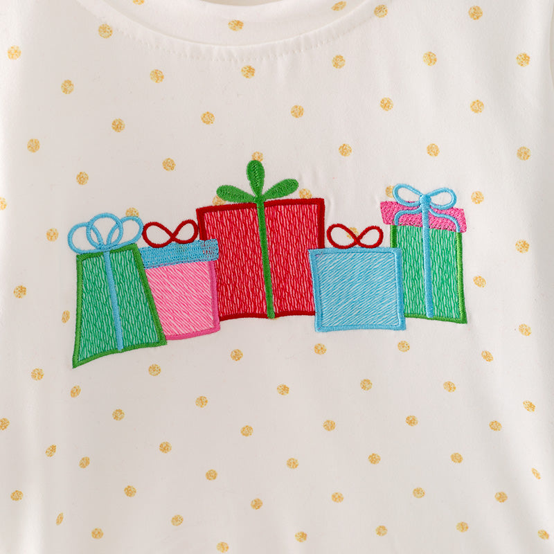 （In Stock L34-3-2）Girls Christmas Applique Top