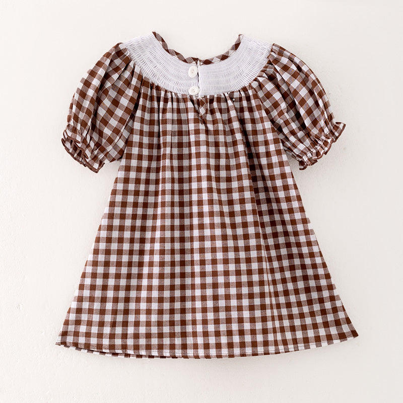 （In Stock L20-2-1）Girls Thanksgiving Embroidery Smocked Dress