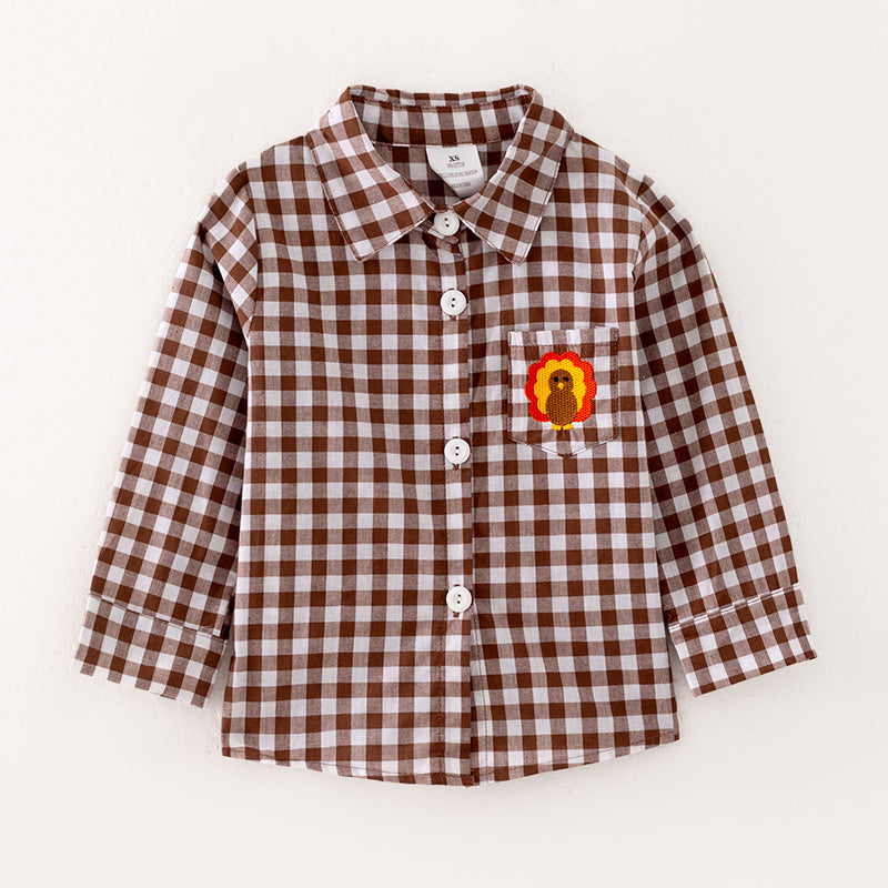 （In Stock L23-2-3）Boys Thanksgiving Embroidery Shirt