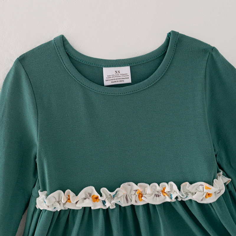 （In Stock Q6-3-1）Girls Thanksgiving Applique Cotton Dress