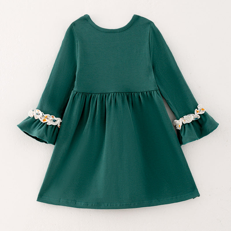 （In Stock Q6-3-1）Girls Thanksgiving Applique Cotton Dress