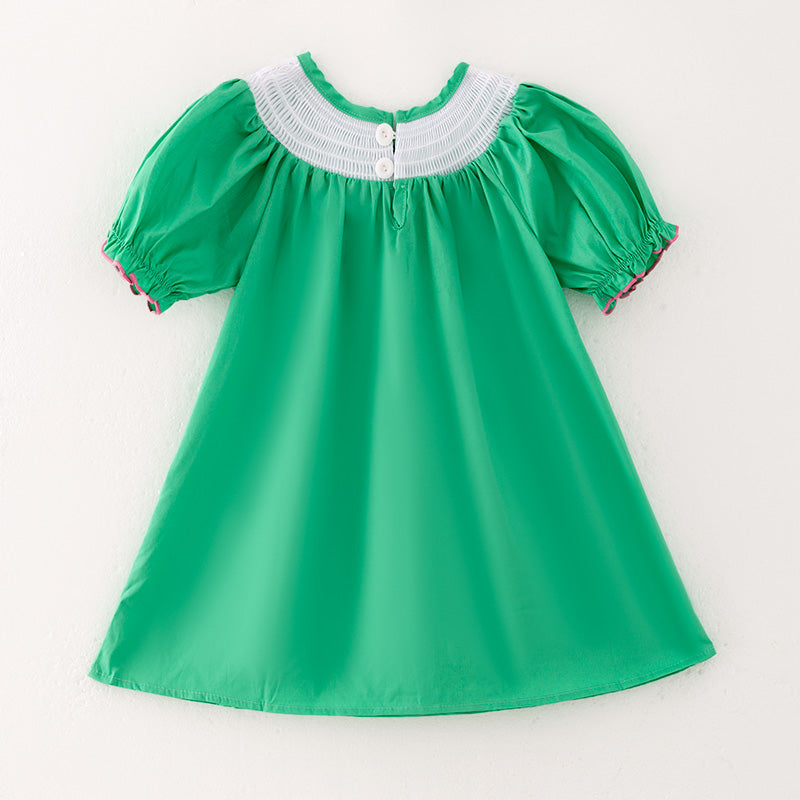 （In Stock L37-3-1）Girls Christmas Embroidery Smocked Dress