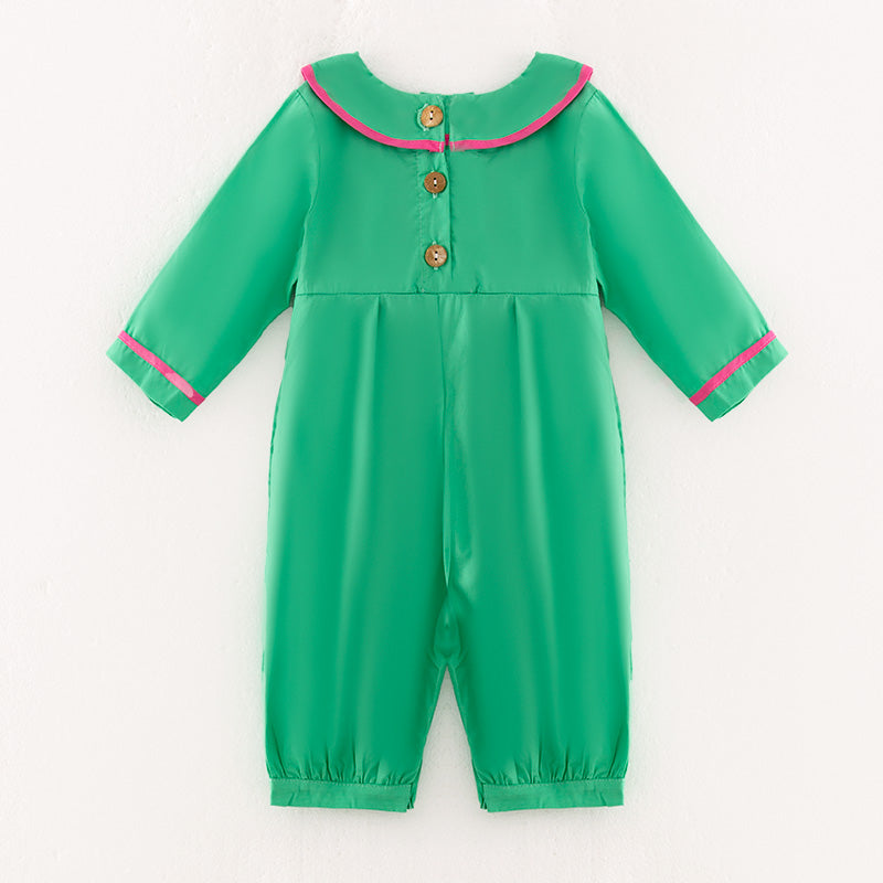 （In Stock L37-1-2）Baby Boys Christmas Embroidery Smocked Romper