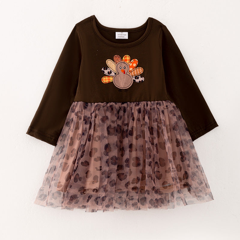 （In Stock Q5-1-2）Girls Thanksgiving Applique Tulle Dress