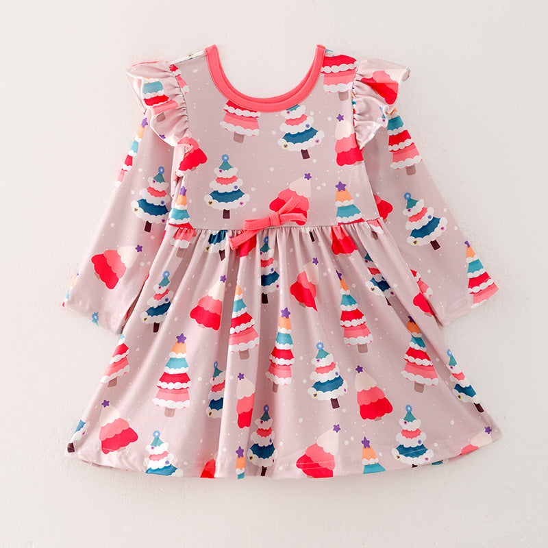 （In Stock L8-2-3）Girls Christmas Print Dress