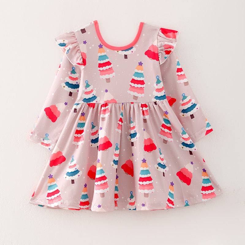 （In Stock L8-2-3）Girls Christmas Print Dress