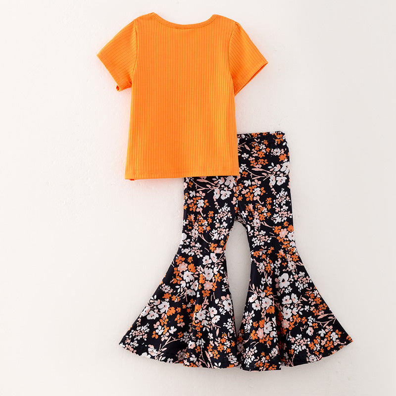 （In Stock E6-2-3）Girls I LOVE Fall Print Outfit Set