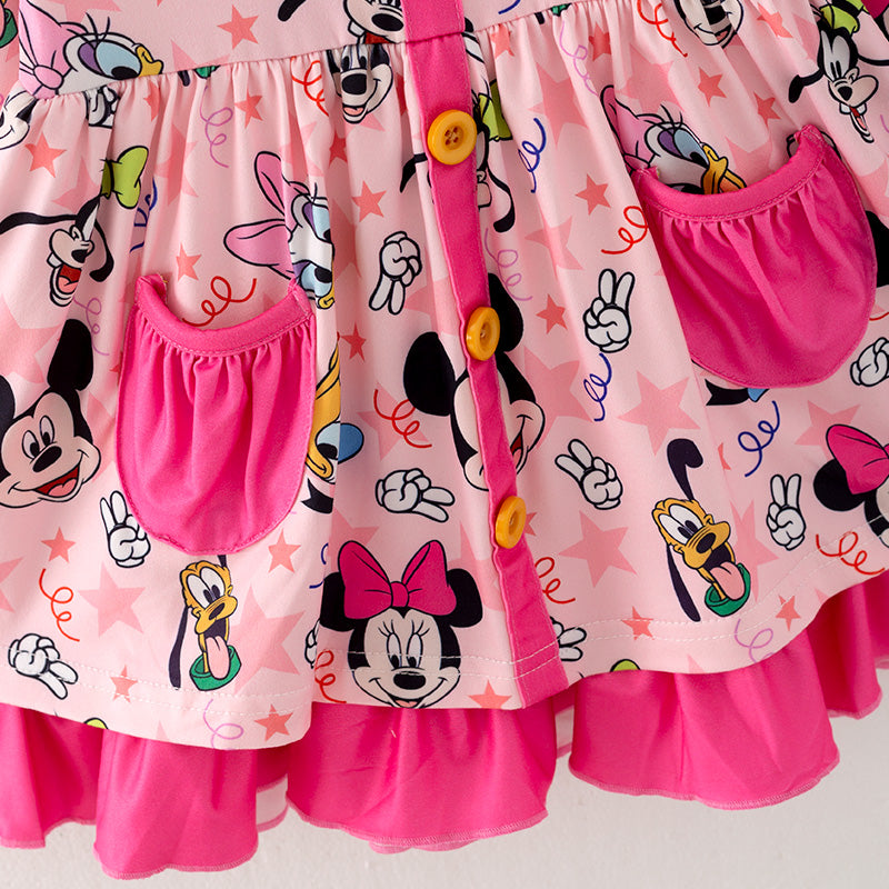 （In Stock A4-2-1）Girls Fall Cartoon Print Dress