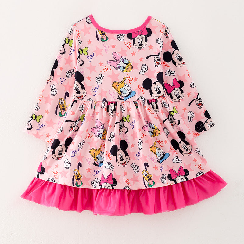 （In Stock A4-2-1）Girls Fall Cartoon Print Dress