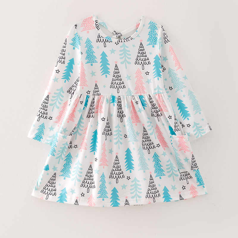 （In Stock L8-3-2）Girls Christmas Print Dress