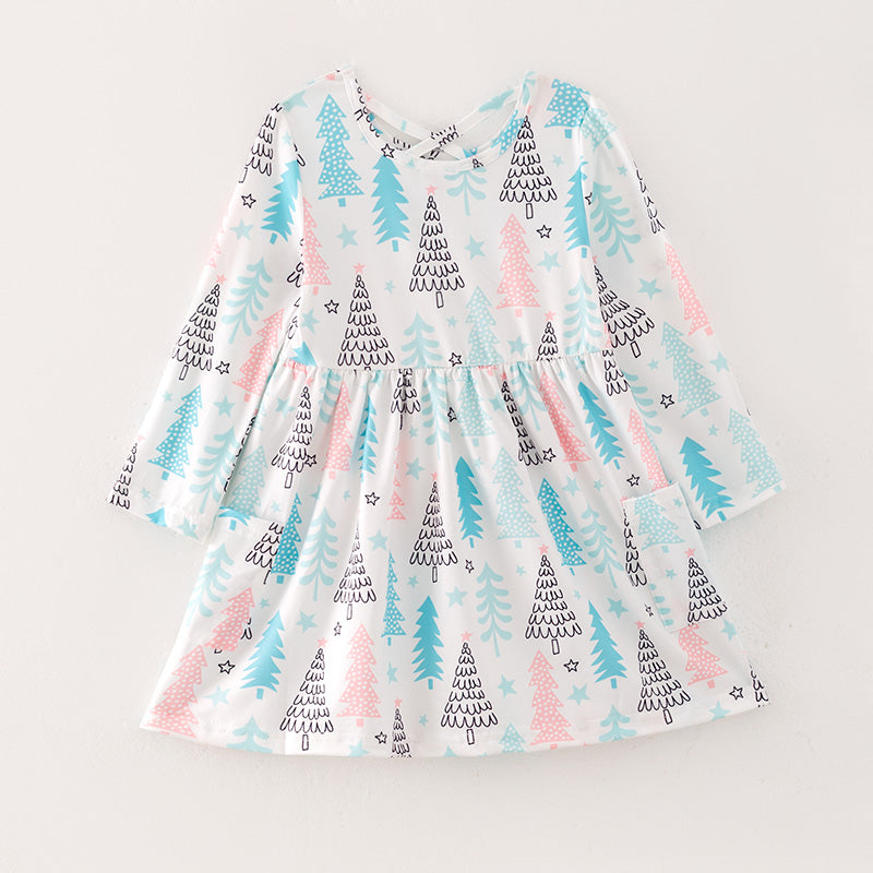 （In Stock L8-3-2）Girls Christmas Print Dress