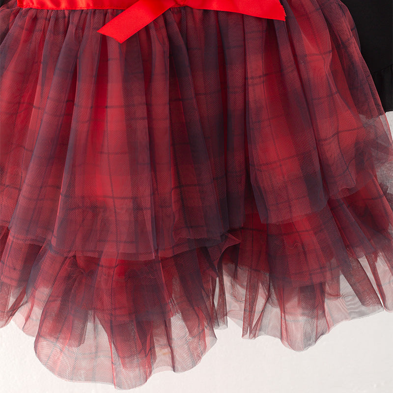 （In Stock A4-7-2）Girls Christmas Print Tulle Dress