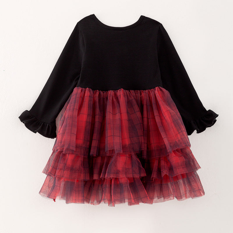 （In Stock A4-7-2）Girls Christmas Print Tulle Dress