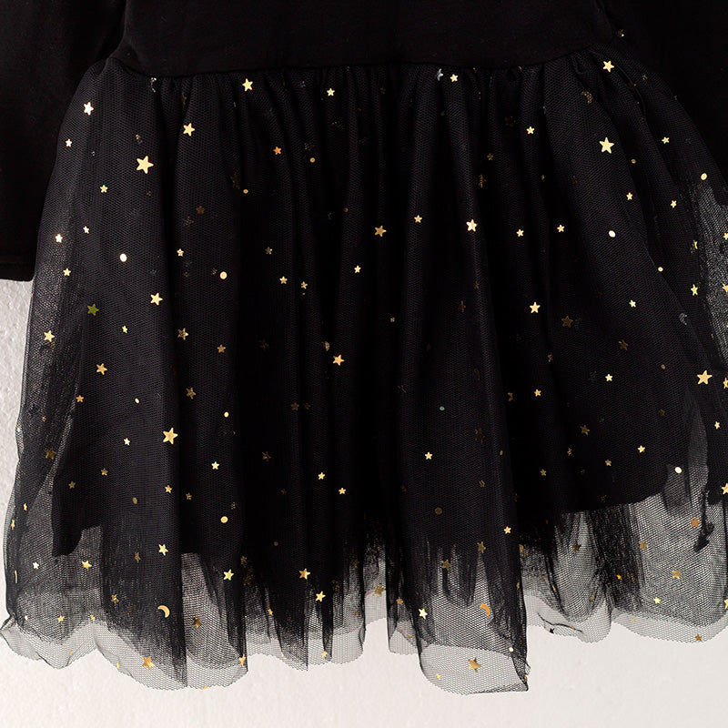 （In Stock E2-3-2）Girls Fall Black Sequin Tulle Dress