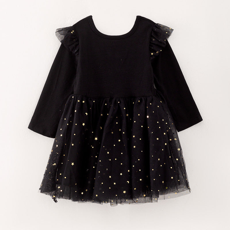 （In Stock E2-3-2）Girls Fall Black Sequin Tulle Dress