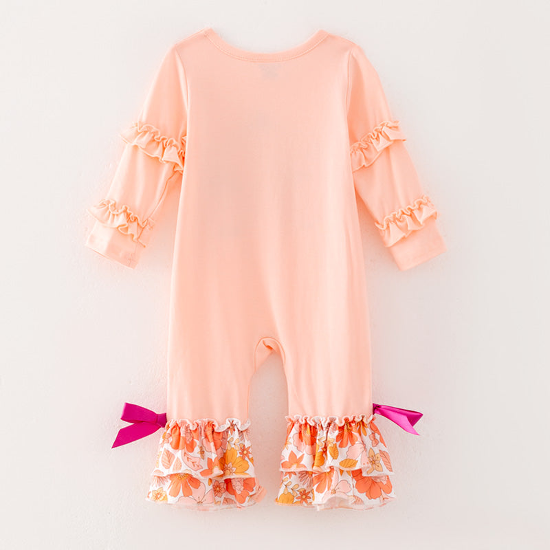 （In Stock E7-4-1）Girls Fall Pumpkin Print Romper