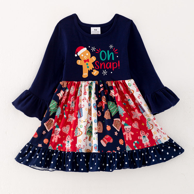 （In Stock L29-5-3）Girls Christmas Print Dress