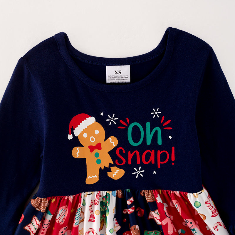 （In Stock L29-5-3）Girls Christmas Print Dress