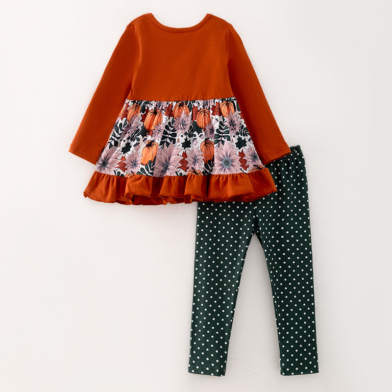 （In Stock E31-4-2）Girls Halloween Print Outfit Set