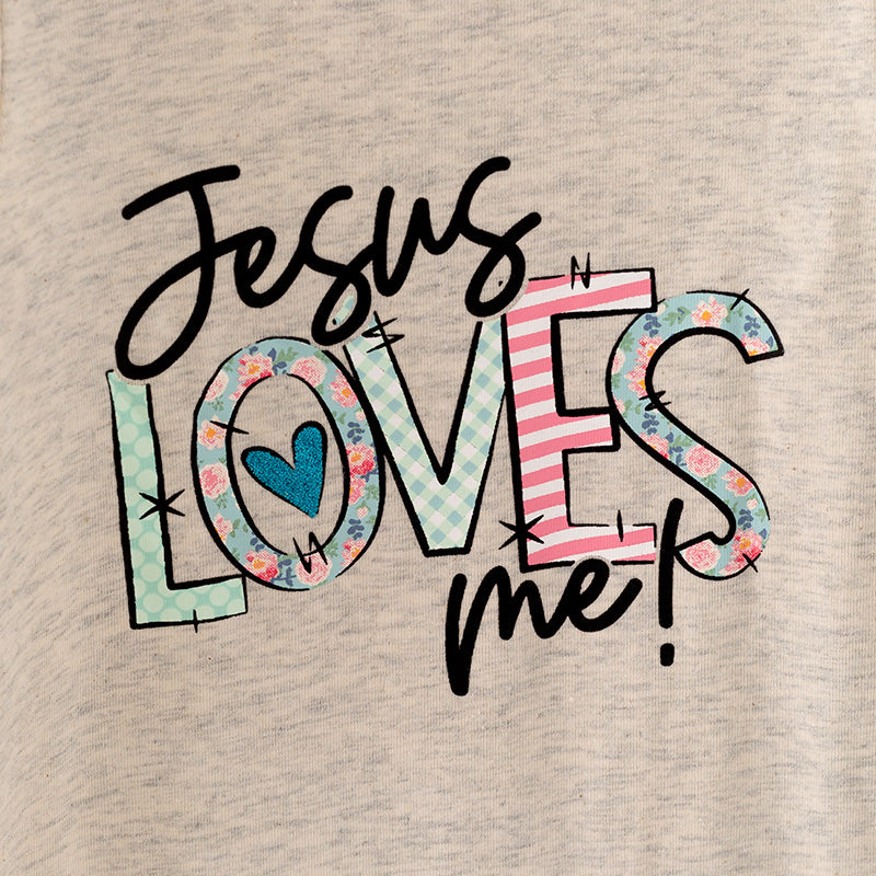 （In Stock E18-2-1）Baby Girls Jesus loves Me Print Romper