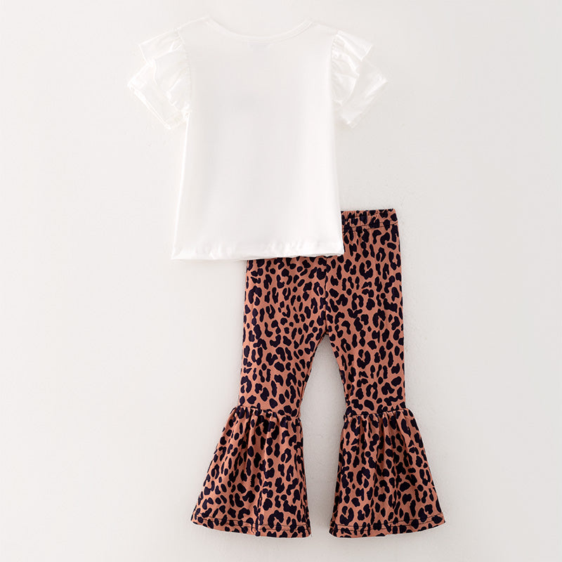 （In Stock E6-5-1）Girls Fall Leopard Print Outfit Set