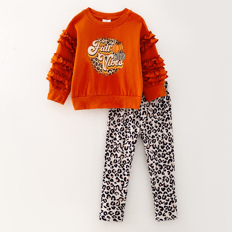 （In Stock E6-4-2）Girls Fall Vibes Print Outfit Set