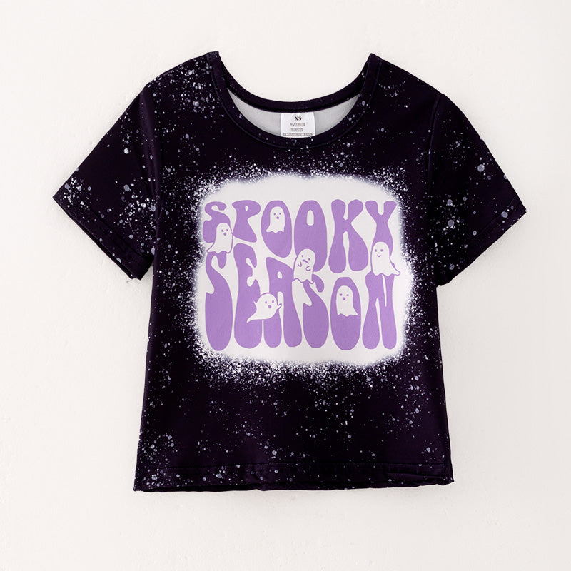 （In Stock E30-3-3）Girls Halloween Ghost Print Top