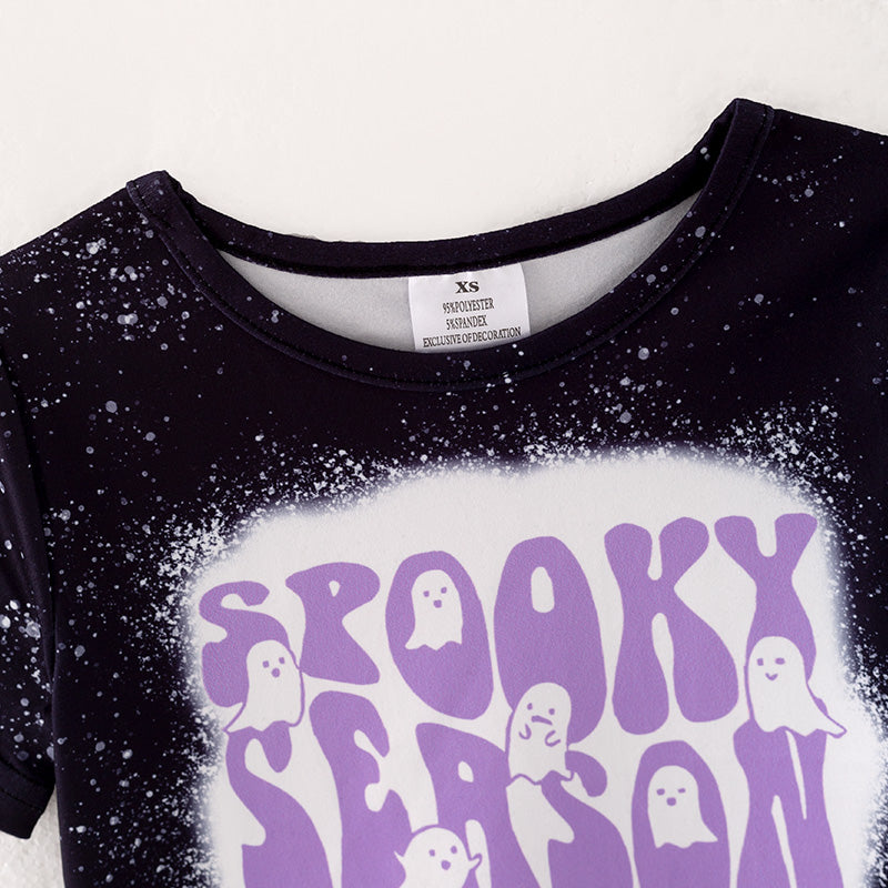 （In Stock E30-3-3）Girls Halloween Ghost Print Top