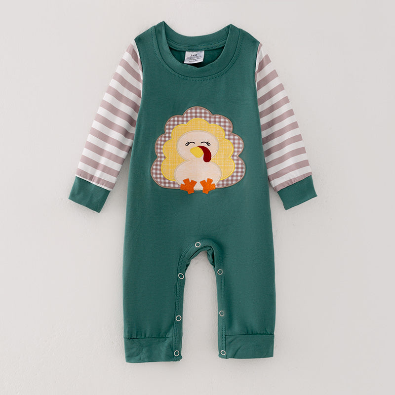 （In Stock L25-2-3）Baby Boys Turkey Applique Romper