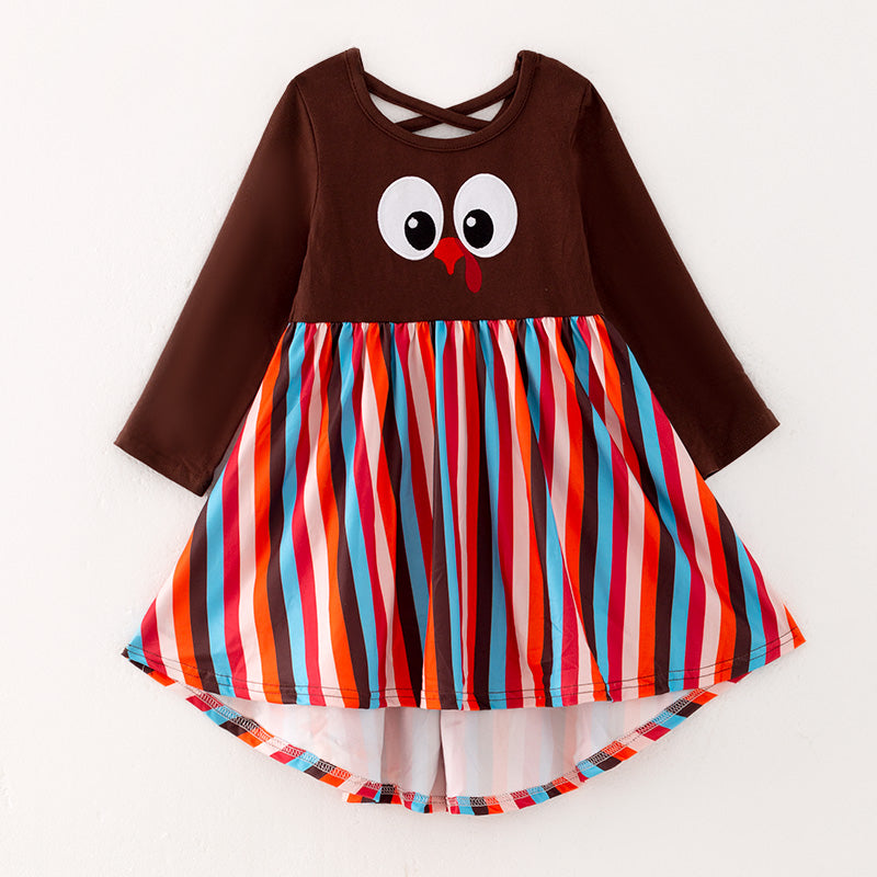 （In Stock Q05-04-01）Girls Thanksgiving Applique Dress