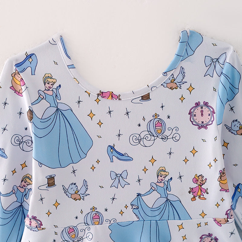 （In Stock E30-1-1）Girls Christmas Princess Print Dress